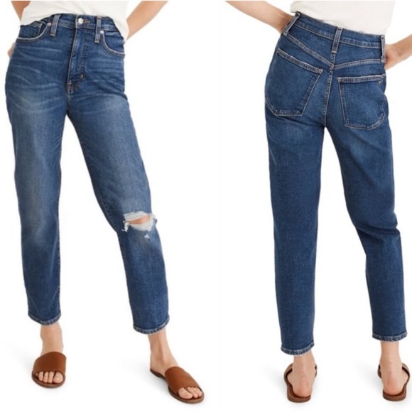 Madewell Denim - Madewell The Mom Jean Distressee Jeans Medium Wash 33